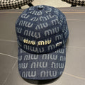 MIU MIU MM BASEBALL CAP IN BLUE DENIM