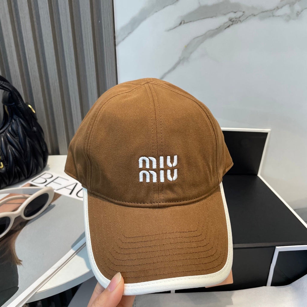 MIU MIU MM BASEBALL CAP IN BURNT ORANGE FABRIC STYLE 5