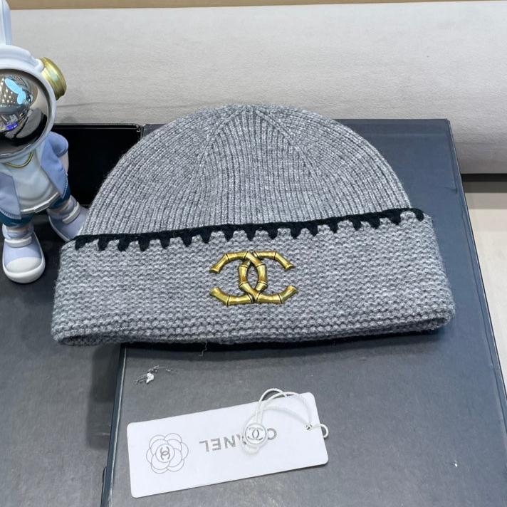 CHANEL BEANIE HAT IN COAL GRAY WOOL 419780