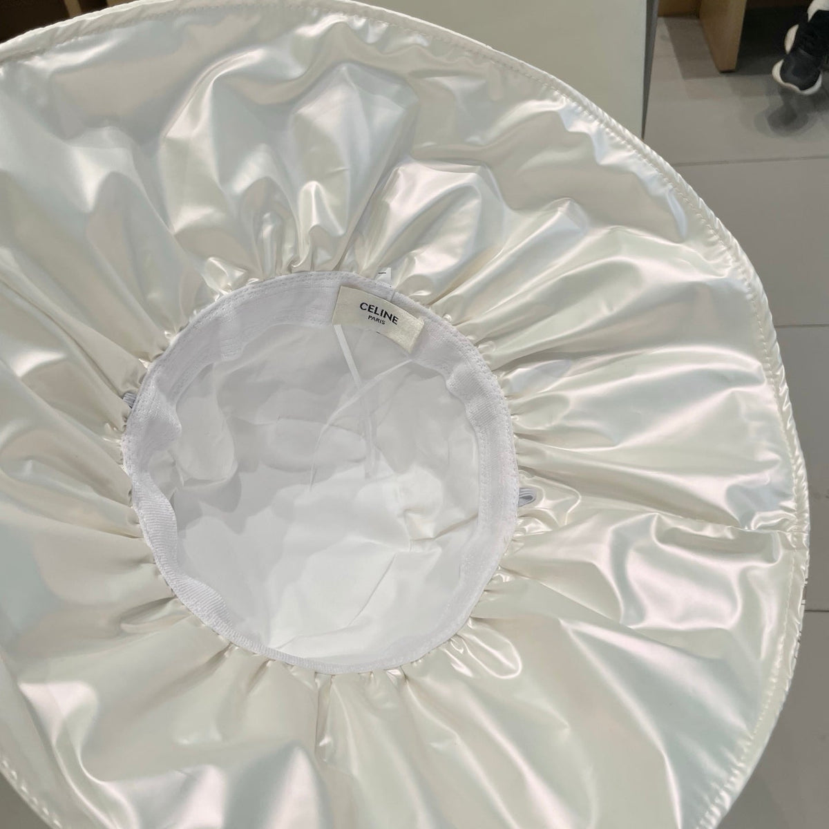 CELINE 25S BUCKET BOW HAT 733404 IN IVORY