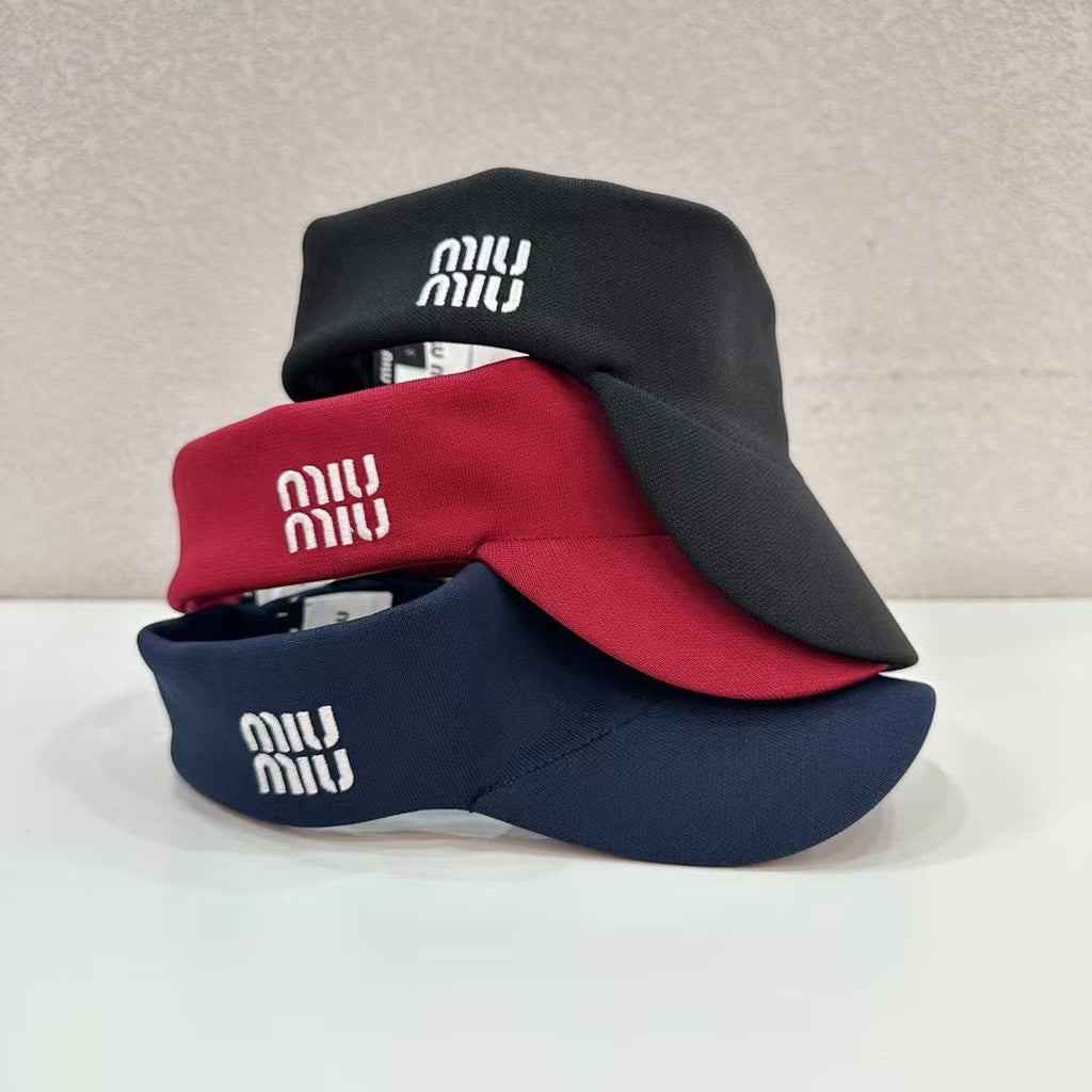 MIU MIU MM VISOR CAP FABRIC LOGO EMBROIDERY